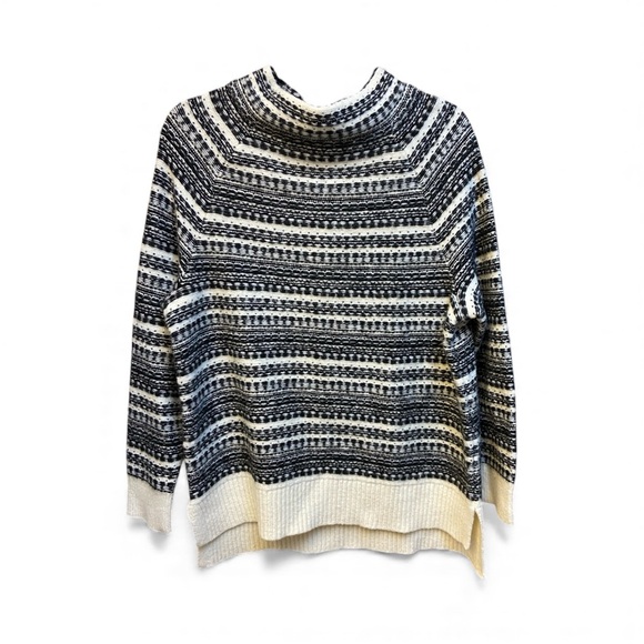 Talbots Black and White Patterned Turtleneck Sweater - Picture 3 of 5